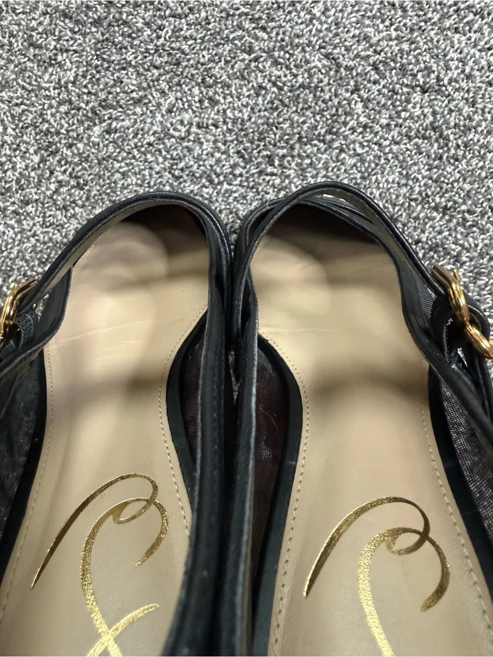 Sam Edelman Miranda Mesh Mary Jane Ballet Flat black leather size 7